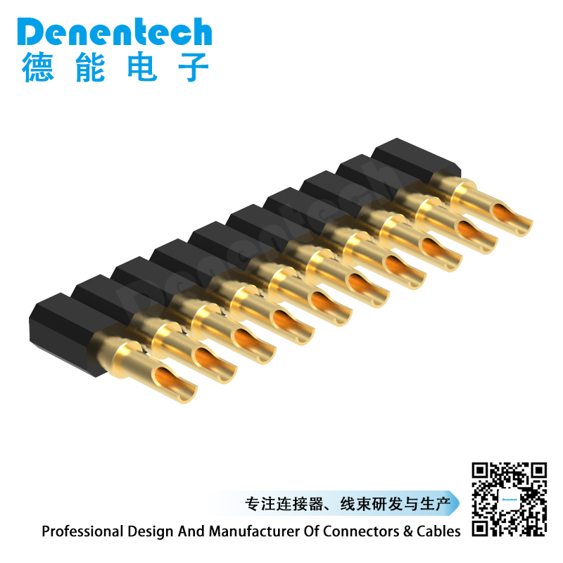 Denentech 2.54MM pogo pin H4.0MM solder dual row female spring loaded pin connector